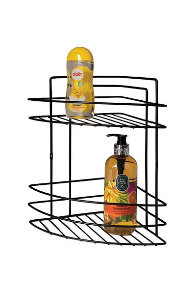Prima Nova 2-Tier Elegant and Modern Design Fest Bath Corner Shelf Black