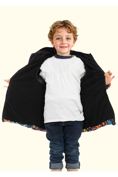 Royalside Boys' Winter Puffer Jacket - Smiling Emoji Pattern, Fleece and Fur, Water and Windproof, Hooded and Pocketed