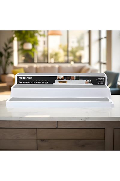 Madesmart Expandable Cabinet Shelf White and Grey