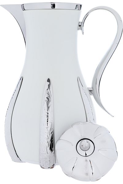 Alsaif Gallery Sana White And Silver Thermos Set, 1 Liter, 2 Pieces
