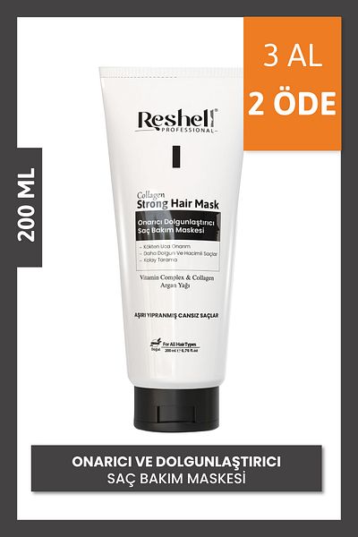 Reshell Repairing and Nourishing Argan Oil Collagen Hair Care Mask for Dry Damaged Dyed Hair 200 ml