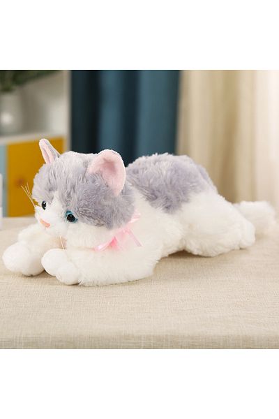 Generic Simulation Kitten Doll Lying Music Calling Cat Plush Toy Voice Doll Soothing Gift 30cm