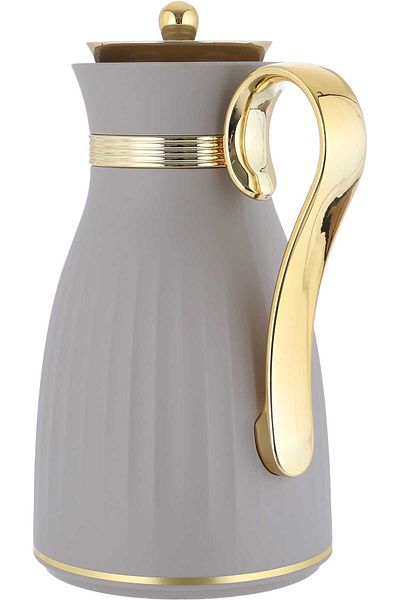 Alsaif Gallery Dana Gray Thermos Set With Golden Handle, 2 Pieces