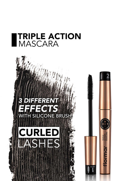 Flormar ماسكارا قابلة للتعديل 3 مراحل (أسود) - ماسكارا ثلاثية الحركة - 001 -8690604275588