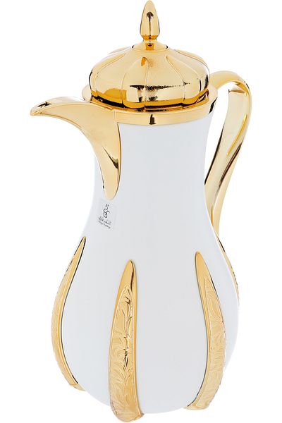 Alsaif Gallery Sana White And Gold Thermos Set, 1 Liter, 2 Pieces