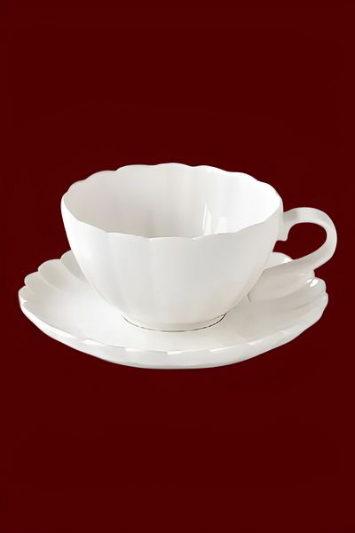 EasyLife Porcelain Microwave and Dishwasher Safe Lifestyle Coffee Cup and Saucer Set White 110ml