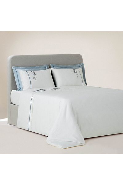 Ecocotton Deep Double Duvet Cover Set 100% Organic Cotton Satin Hand Embroidered Cream 200x220 Cm