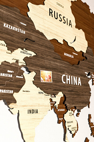 Colorfull Worlds 3D Wooden English World Map - 150X80Cm - Home Office Gift Wall Decoration