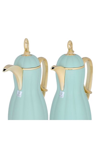 Alsaif Gallery Arwa Al Saif Gallery Thermos Set, 2 Pieces - Light Green And Gold