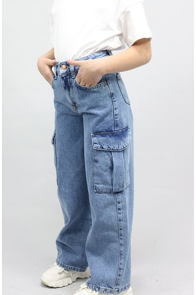 Ede Tekstil Fete Băieți Jean Cargo Jeans Pantaloni