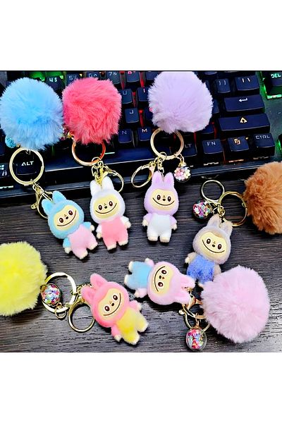 DEK Labubu Figure Keychain Plush Furry Charm Bag and Wallet Ornament