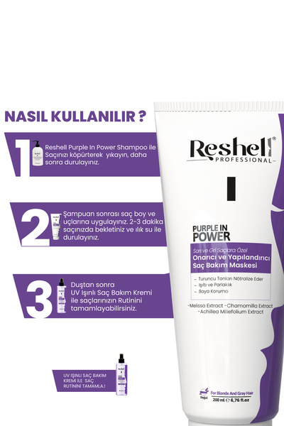 Reshell Sarı ve Gri Saçlar İçin Yoğun Onarıcı ve Yapılandırıcı Saç Maskesi 200 ml