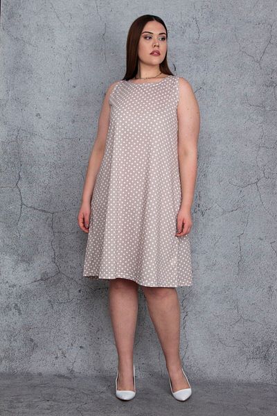 Şans Γυναικείο φόρεμα Plus Size Mink Point Pattern 65n24477