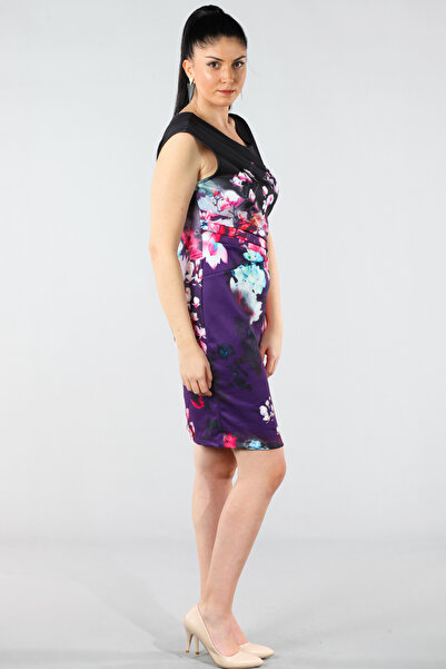 Şans Women's Purple Waist Detailed Dress 65N9463