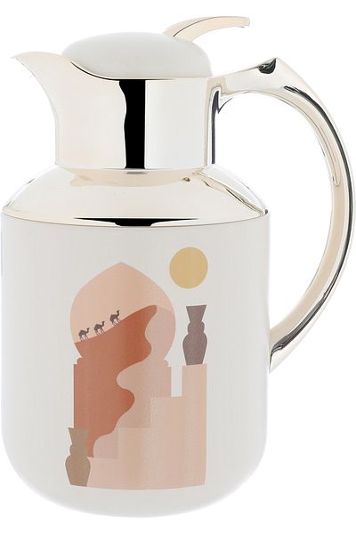 Alsaif Gallery Florya Pro Beige Thermos Set, Minaret Pattern, Gold, 2 Pieces