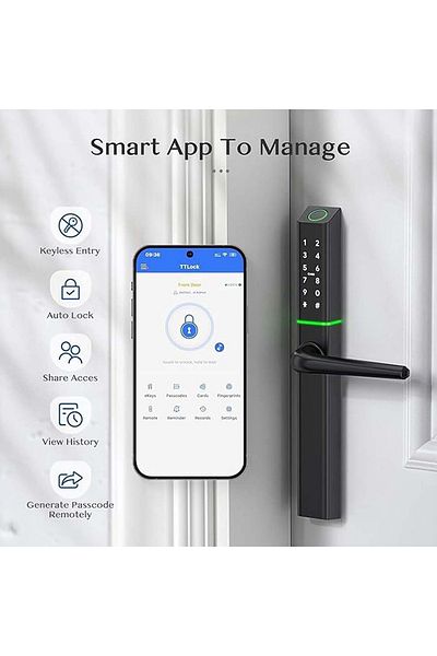 AREB Smart Lock Narrow Black 30 * 85 – 5 Unlocking Methods, Auto-lock, Anti-theft Security For Home