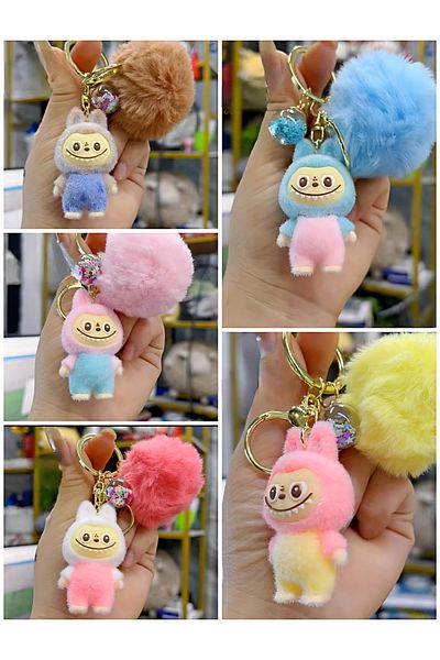 DEK Labubu Figure Keychain Plush Furry Charm Bag and Wallet Ornament