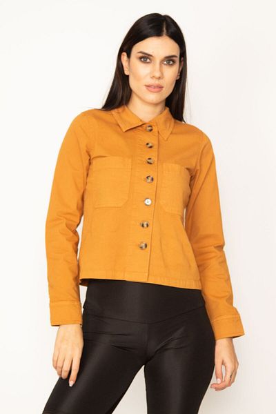 Şans Tekstil Women's Tan Double Pocket Shirt 85N6561