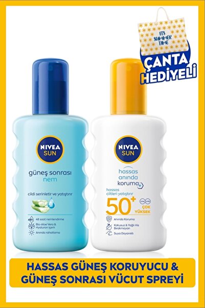 NIVEA Sun Spf50 Hassas Anında Güneş Koruyucu Vücıt Spreyi 200ml, Güneş Sonras...