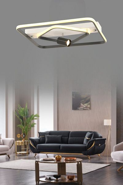 ESSLİGHT Kosta 45 cm Plafonier Chandelier with 3 Color Light Modes (White Yellow Daylight) Kitchen Bedroom Living Room