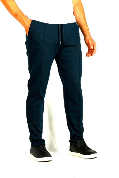 NCS Erkek Lacivert Bel İpli Slim Fit Yan Cepli Armürlü Jogger Pantolon NCS JE...