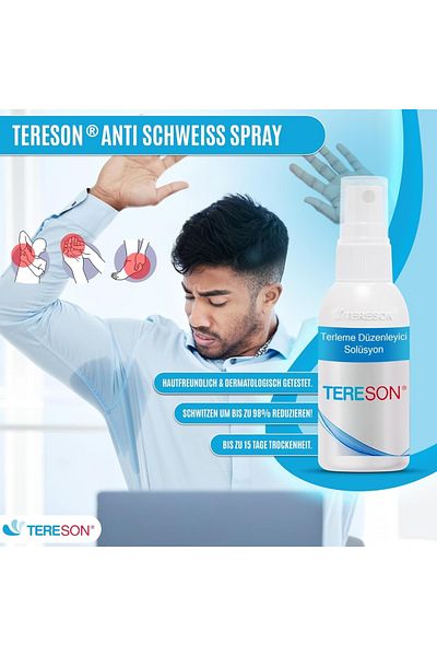 Tereson αντιιδρωτικό σπρέι 50ml, ισχυρό κατά της εφίδρωσης σε μασχάλες και χέρια x2