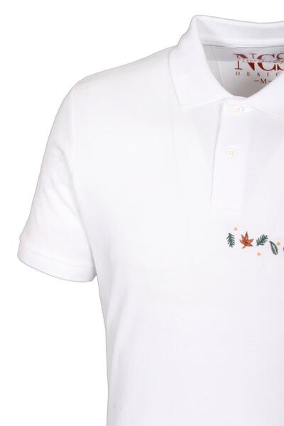 NCS Men's Polo Neck T-Shirt White 100% Cotton Slim Fit Ribbed Sleeve Embroidered T-Shirt Jeans 1169