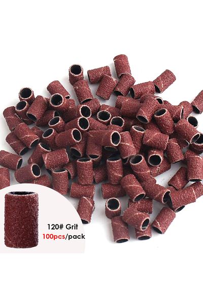 Choice 120-100pcs 100/50pc Sanding Cap Bands For Electric Manicure Machine 180/120/80 Grit Nail Drill Grind
