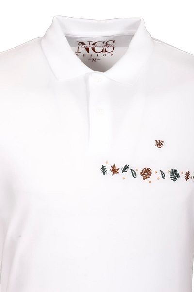 NCS Men's Polo Neck T-Shirt White 100% Cotton Slim Fit Ribbed Sleeve Embroidered T-Shirt Jeans 1169