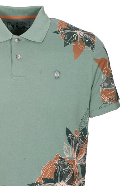 NCS Men's Polo Collar T-Shirt Çağla 100% Cotton Slim Fit Rib Sleeve Floral Pattern T-Shirt Jeans 1189