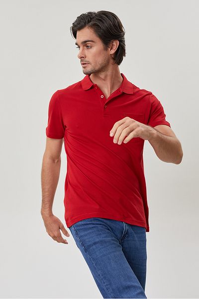 Tony Montana Regular Fit Polo Neck Classic Pocket 100% Cotton Short Sleeve Basic Combed Cotton T-Shirt