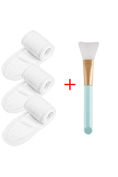 Choice عصابة رأس بيضاء قابلة للتعديل للوجه مكونة من 3 قطع مع فرشاة قناع واحدة...