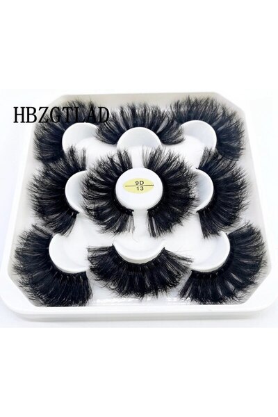 HBZGTLAD 5 أزواج 9D-13 5 أزواج 25 مم رموش منك ثلاثية الأبعاد بكميات كبيرة لفة روسية رموش صناعية طبيعية رقيقة دراماتيكية