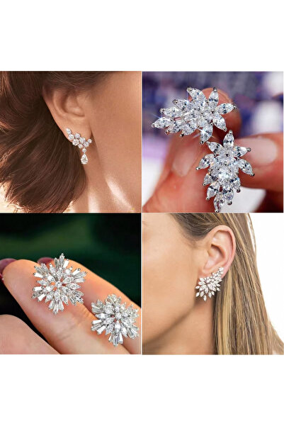 Choice أقراط نسائية من Huitan E2219 مرصعة بالزركونيا المكعبة، أنيقة وعصرية لحفلات الزفاف