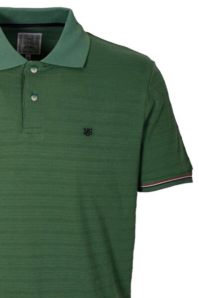 NCS Men's Polo Neck T-Shirt Olive Textured 100% Cotton Slim Fit Ribbed Sleeve T-Shirt Jeans 1152