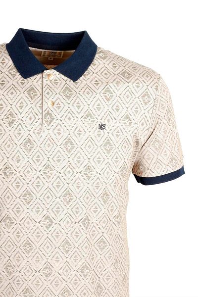 NCS Men's Polo Neck T-Shirt Patterned Stone 100% Cotton Slim Fit T-Shirt Jeans 1989