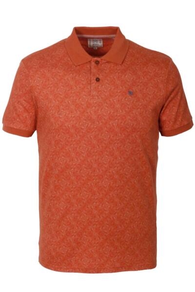 NCS Erkek Polo Yaka Tişört Orange %100 Pamuk Slim Fit Ribana'lı Kol Desenli T...