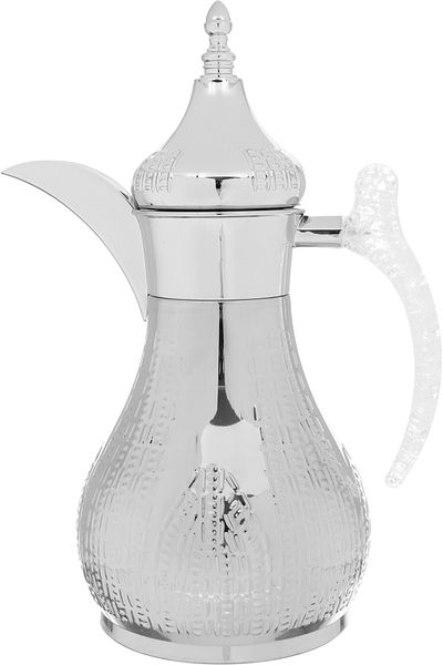 Alsaif Gallery Haila Thermos Set, Silver, Hand Engraved With Crystal