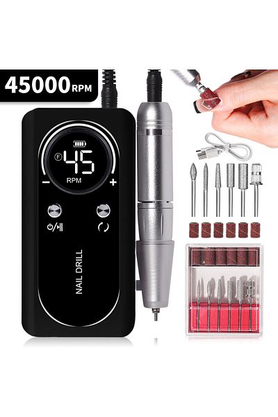 Choice Black Professional 45000rpm Electric Portable Nail Drill Machine Rechargeable Low Noise Nail Sander