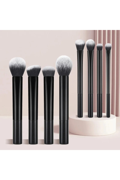 Choice C700-أسود-8 قطع 8 قطع من فرش المكياج البلاستيكية المحمولة متعددة الوظائف للاستخدام اليومي لمستلزمات المكياج 8 قطع M