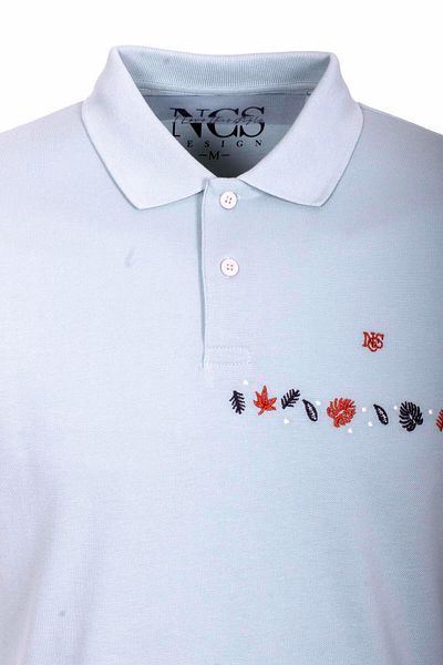 NCS Men's Polo Neck T-Shirt Blue 100% Cotton Slim Fit Ribbed Sleeve Embroidered T-Shirt Jeans 1169