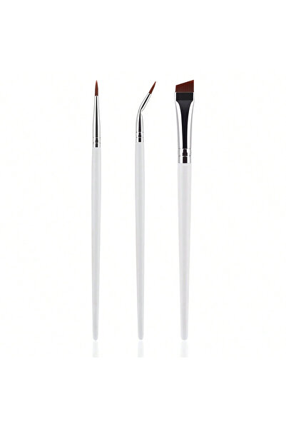 Choice1 مجموعة فرش مكياج العيون فائقة الدقة مكونة من 3 قطع باللون الأبيض الفض...