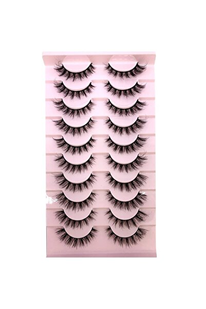 HBZGTLAD 10 أزواج من الرموش الصناعية الطبيعية FT-9، مكياج كثيف، رموش المنك ثلاثية الأبعاد، رموش ناعمة