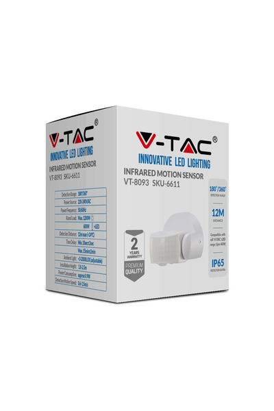 V-TAC Senzor De Perete Alb Ip65
