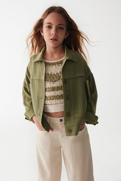 HAUSEkids Яке в цвят каки, ​​теракота, с дизайн на войници, за момиче 8-14 години