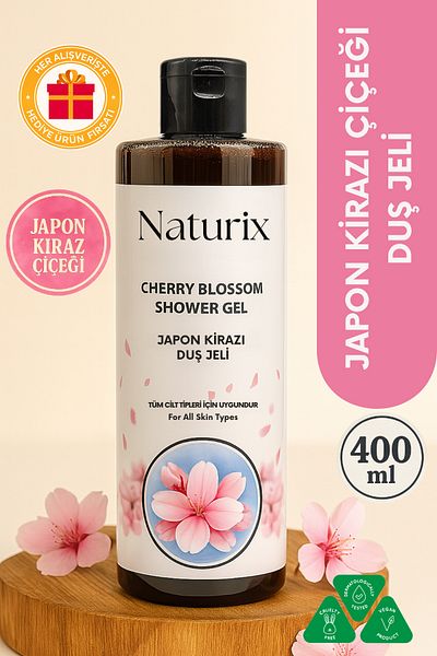 Ilgaz Naturix Organix 400ml Japanese Cherry Blossom Shower Gel - Natural, Paraben and Phosphate Free Aromatic Treatment