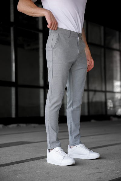 Ser Joven Erkek Slim Fit Koyu Gri Keten Pantolon