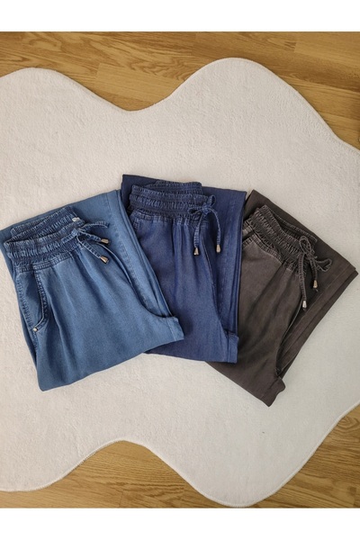 My Magazin İnce Taşlaşmış Bol Paça Kot Pantolon