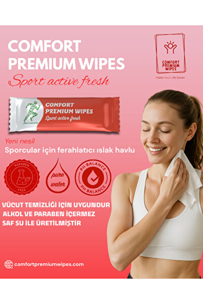 Comfort Premium Wipes 50'li Paket Sporcular Için Ferahlatıcı Islak Havlu - Sp...