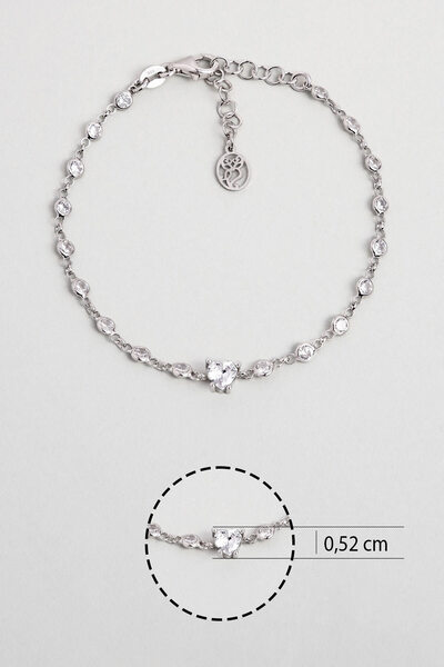 So CHIC... Aşk Yolu 18 Ayar Beyaz Altın Kaplama 19 Cm Gümüş Bileklik